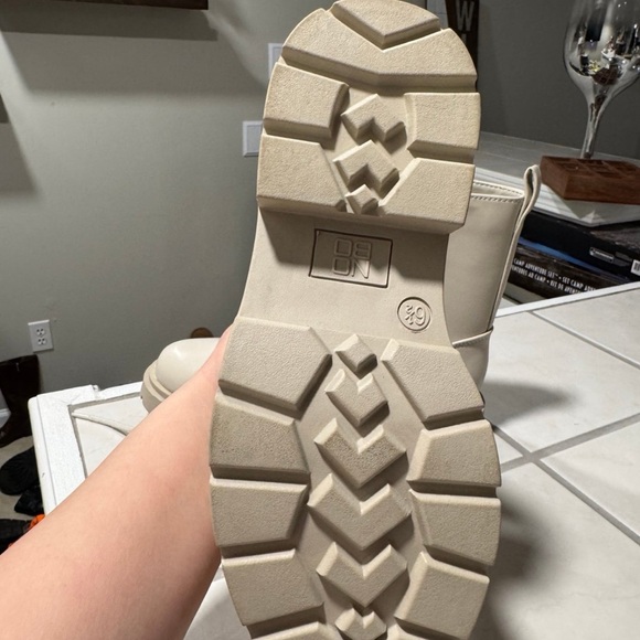 Cream Lace-Up Ankle Boots - Picture 2 of 2